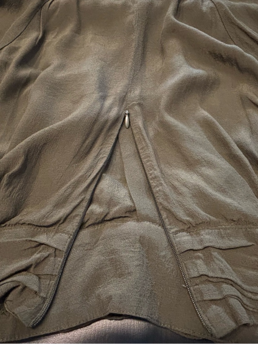 Express Olive Green Draped Surplice Blouse Back Zip Size Medium - Picture 5 of 7
